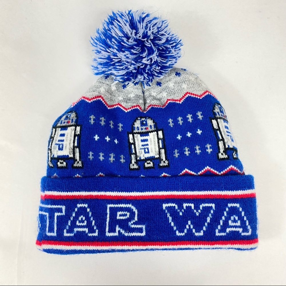 Star Wars R2D2 Knit Winter Hat Toque Pom Pom Beanie